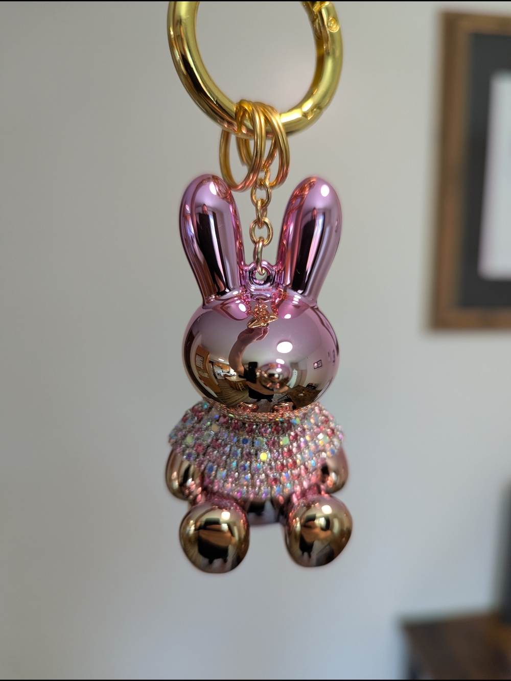 Metallic Pink Bunny Bag Charm Keychain NWOT